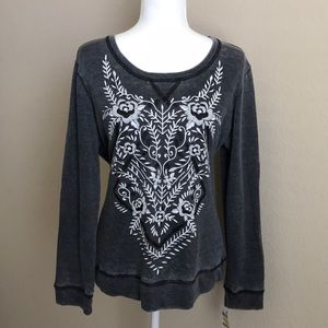 Style & Co Grey Embroidered Sweatshirt NWT